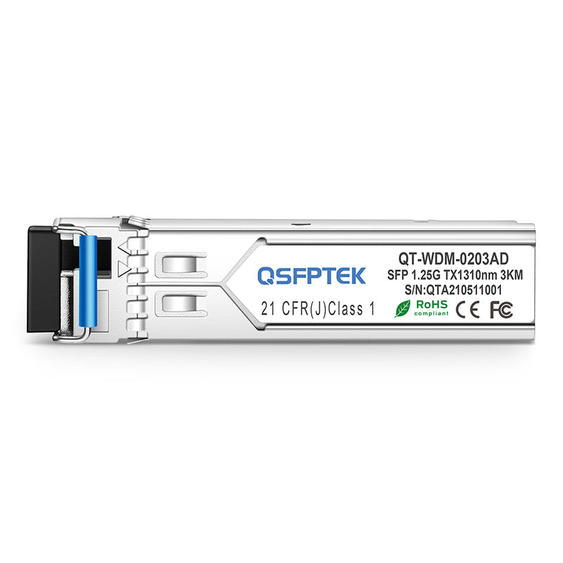 Juniper EX-SFP-GE10KT13R15 Compatible 1000BASE-BX-U BiDi SFP 1310nm-TX/1550nm-RX 3km DOM LC SMF Transceiver Module
