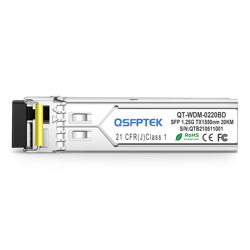 Cisco GLC-BX-20D Compatible 1000BASE-BX BiDi SFP 1550nm-TX/1310nm-RX 20km LC Transceiver Module