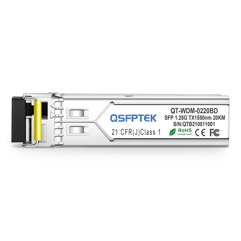 Dell SFP-GE-BX20-1550 Compatible 1000BASE-BX BiDi SFP 1550nm-TX/1310nm-RX 20km Transceiver Module
