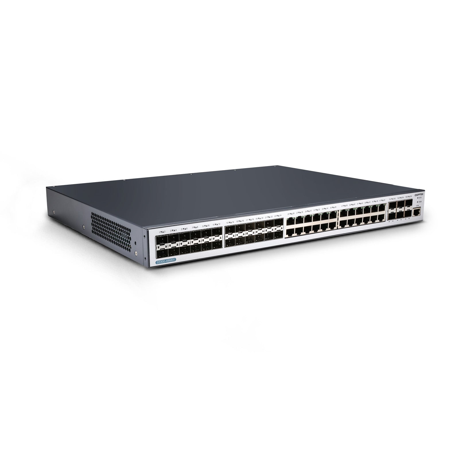 S5300-48M6X, 48-Port Ethernet L3 Switch, 24x GE RJ45 Ports, 24x GE SFP Ports with 6x 10GE SFP+ Uplink, Stackable Switch