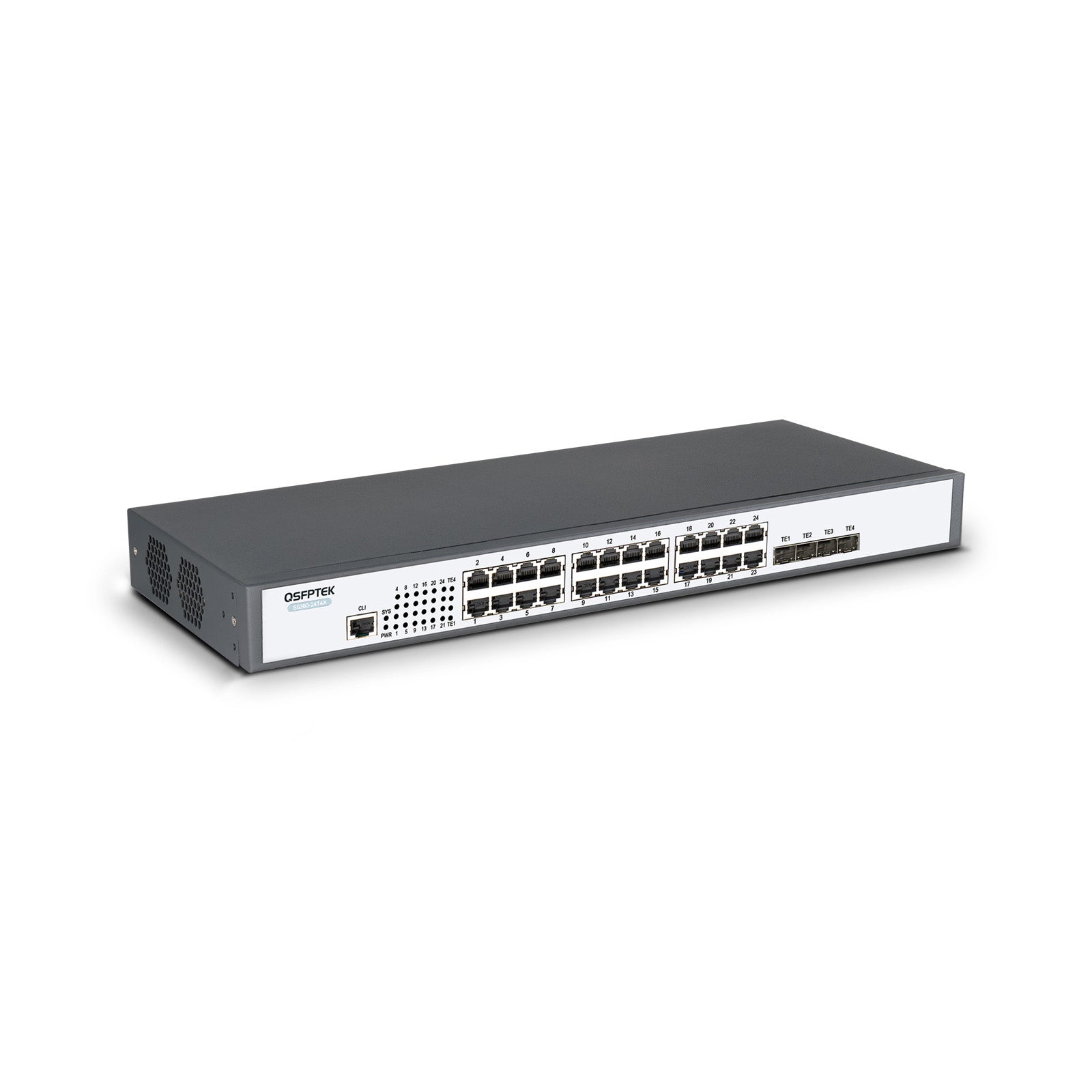 S5300-24T4X, 24-Port Ethernet L2+ Access Switch, 24x GE RJ45 Ports with 4x 10GE SFP+ Uplinks, Stackable Switch, Fanless
