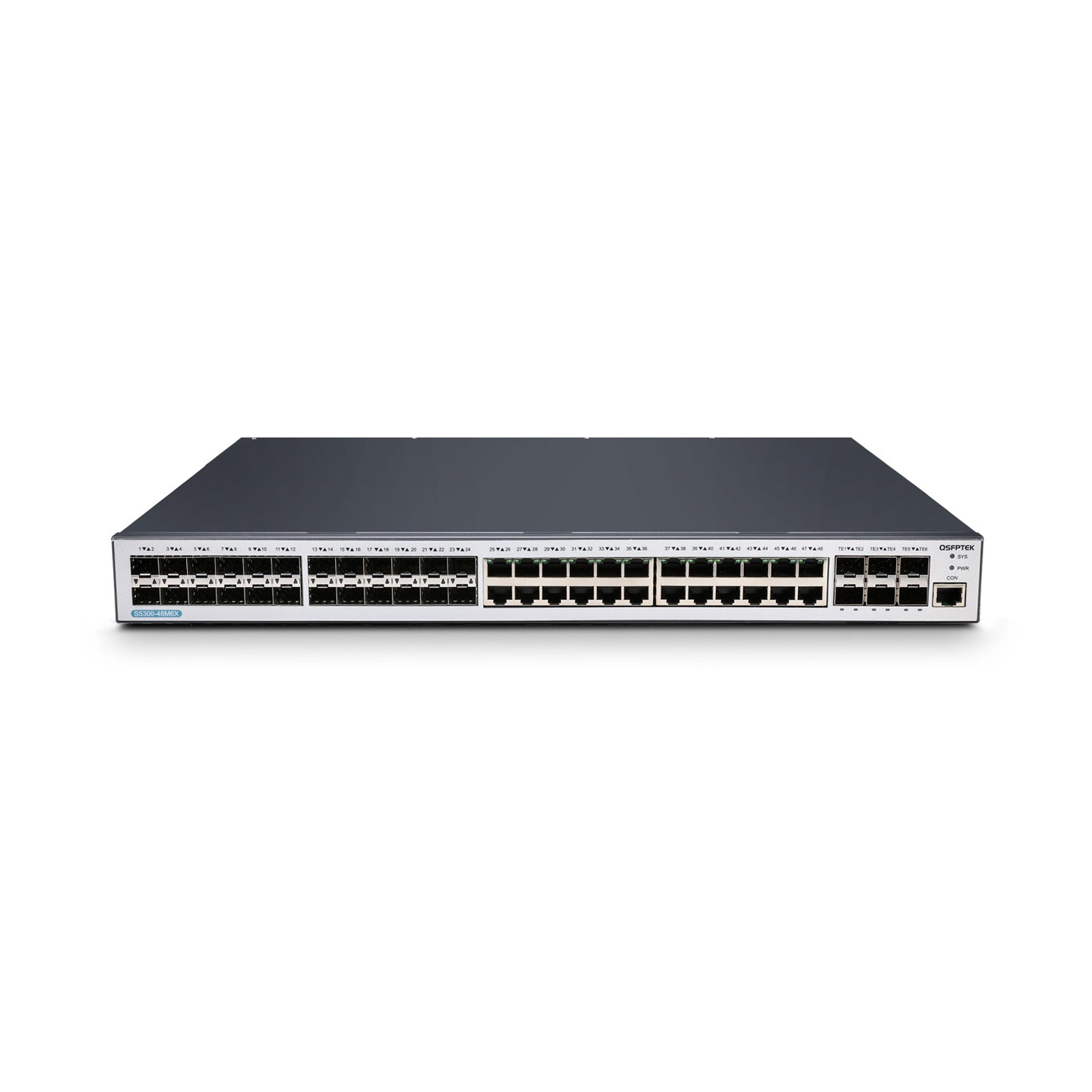 S5300-48M6X, 48-Port Ethernet L3 Switch, 24x GE RJ45 Ports, 24x GE SFP Ports with 6x 10GE SFP+ Uplink, Stackable Switch