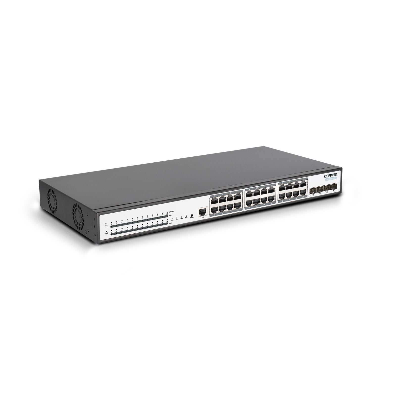 S5300-24P4X, 24-Port Ethernet L2+ PoE+ Switch, 24x PoE+ Ports@370W with 4x 10GE SFP+ Uplinks, Stackable Switch