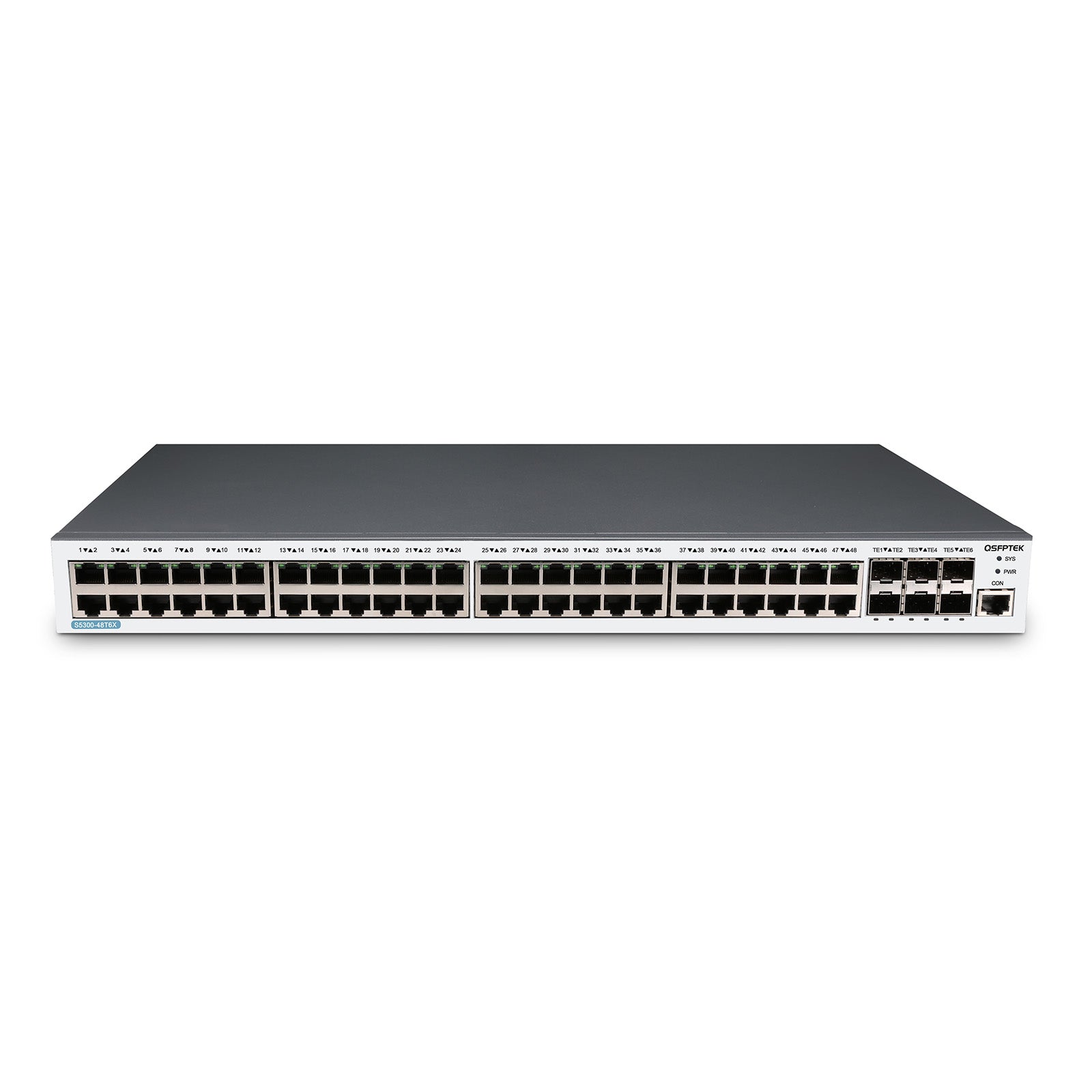 S5300-48T6X, 48 Port Ethernet L3 Switch, 48x GE RJ45 Ports with 6x 10GE SFP+ Uplink, Stackable Switch