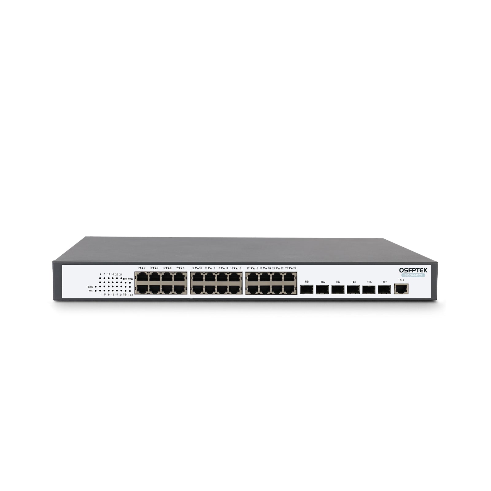 S5300-24T6X, 24-Port Ethernet L3 Switch, 24x GE RJ45 Ports with 6x 10GE SFP+ Uplinks, Stackable Switch
